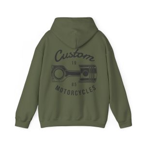 Custom Motorcycles I - Print On Back Hooded Sweatshirt Cool Biker Hoodie